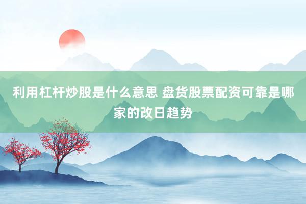 利用杠杆炒股是什么意思 盘货股票配资可靠是哪家的改日趋势